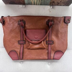 Elegant Brown Leather Tote Bag! NWOT!